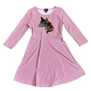 Lilt Girl’s Pink Striped Sequined Unicorn Dress Size 8